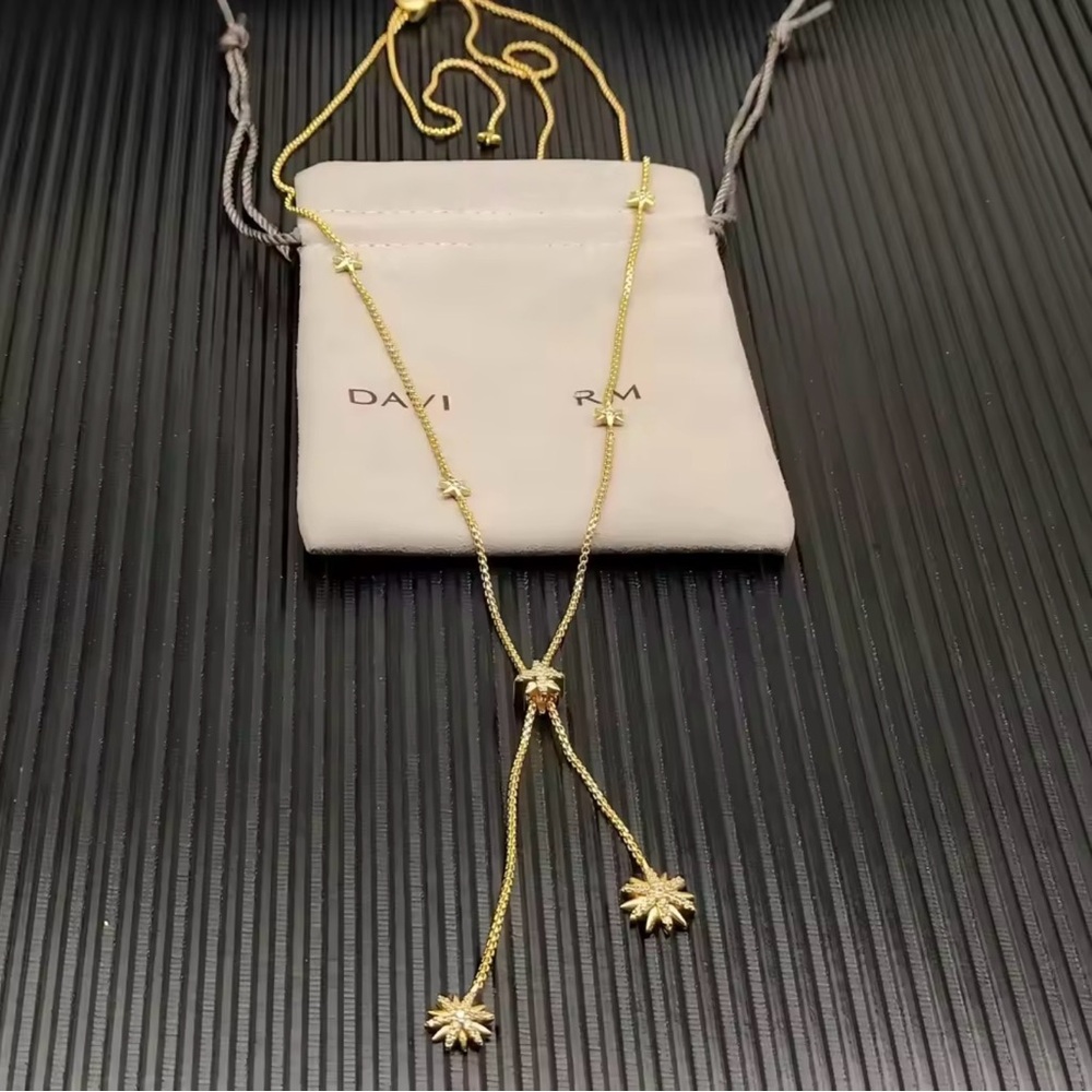 Gold Necklace with Star Accents